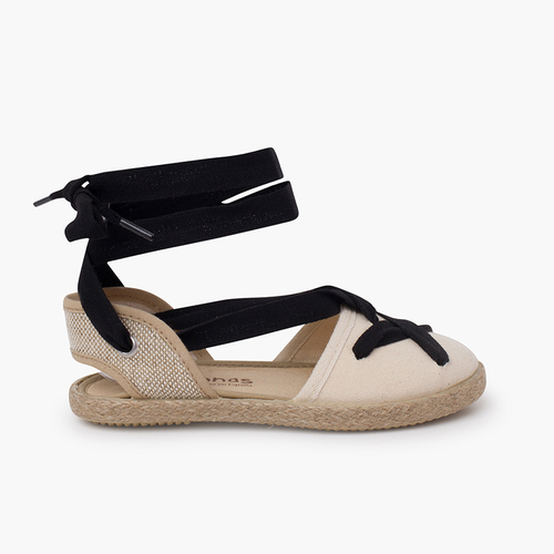 Espadrilles rubans goyesques bout rond Noir