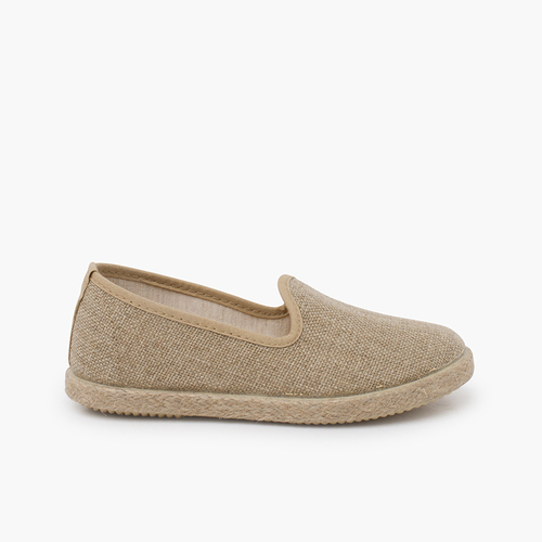 Espadrilles habillées enfants lin Naturel