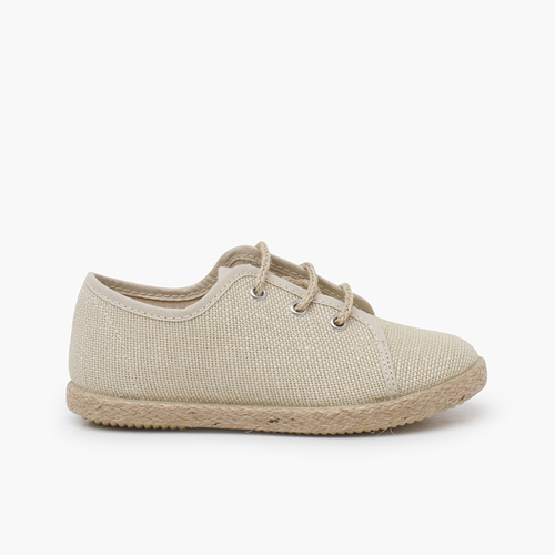 Derbies enfants lin lacets jute Beige
