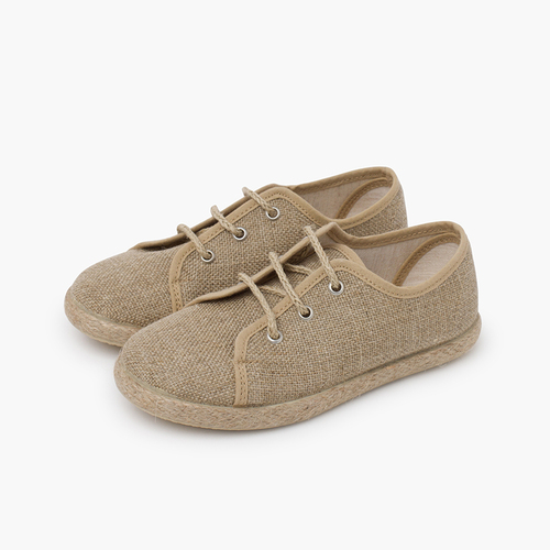 Derbies enfants lin lacets jute Naturel