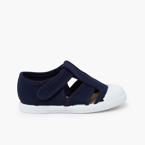 Sandale souple en toile pour enfants Bleu Marine
