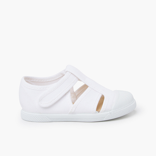 Sandale souple en toile pour enfants Blanc
