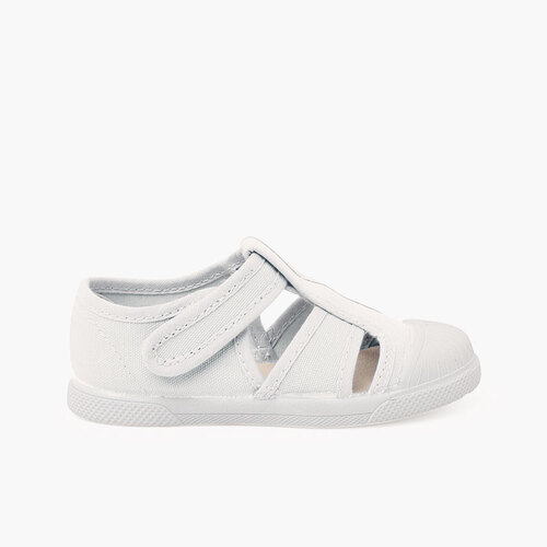 Sandale souple en toile pour enfants Blanc