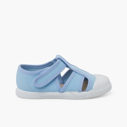 Sandale souple en toile pour enfants Bleu Ciel