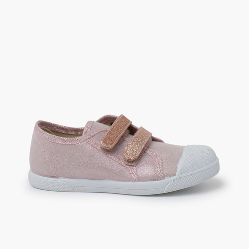 Baskets souples à double scratch brillante Rose