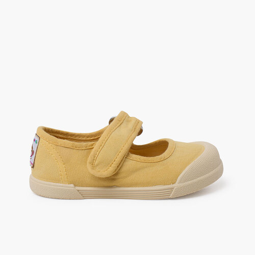 Chaussures babies barefoot souples toile Moutarde