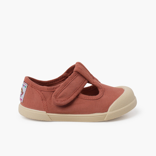 Chaussures salomés barefoot souples en toile Terracota