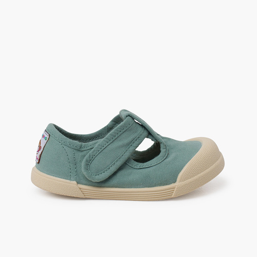 Chaussures salomés barefoot souples en toile Vert matcha