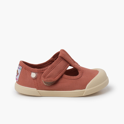 Chaussures salomés barefoot souples en toile Terracota