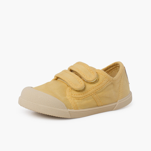 Baskets bout barefoot fermeture à scratch Moutarde