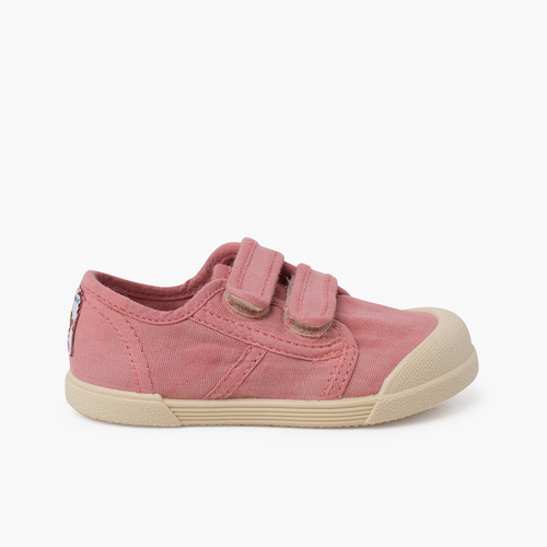 Baskets bout barefoot fermeture à scratch Vieux Rose