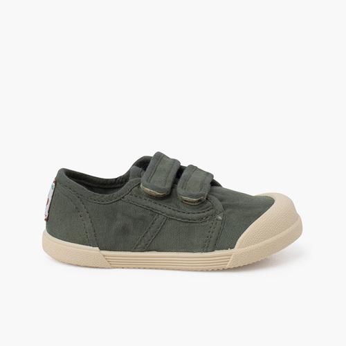 Baskets bout barefoot fermeture à scratch Vert mousse