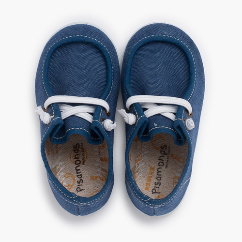Chaussures bateau wallaby semelle fine lacets élastiques  Bleu Marine