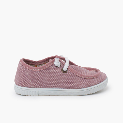 Chaussures bateau wallaby semelle fine lacets élastiques  Vieux Rose