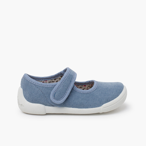 Babies barefoot bride à scratch semelle blanche Bleu