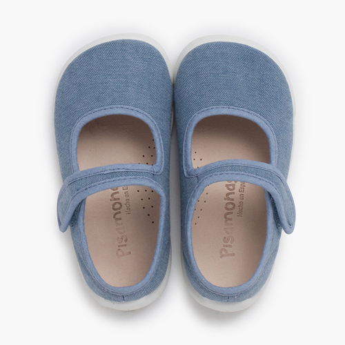 Babies barefoot bride à scratch semelle blanche Bleu