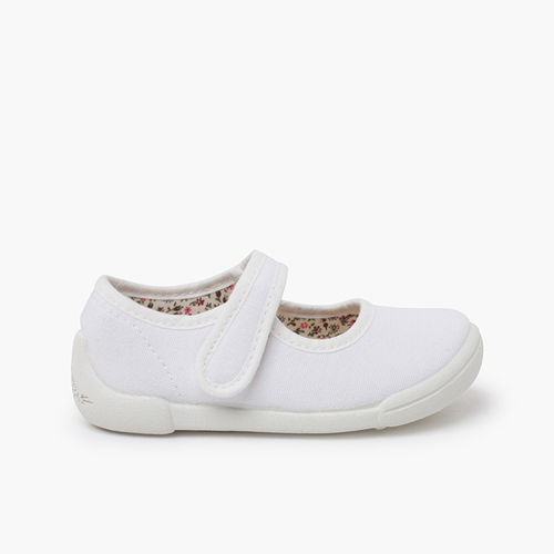 Babies barefoot bride à scratch semelle blanche Blanc