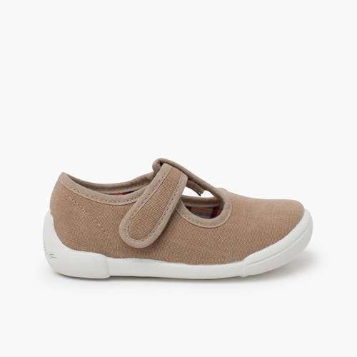 Salomés barefoot bande à scratch semelle blanche Sable