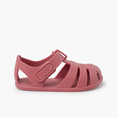 Sandales plastique semelle fine Nemo fermeture à scratch Rose