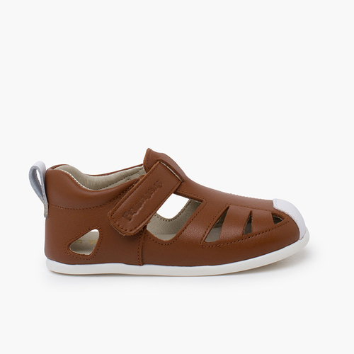 Sandale cuir souple semelle fine Marron