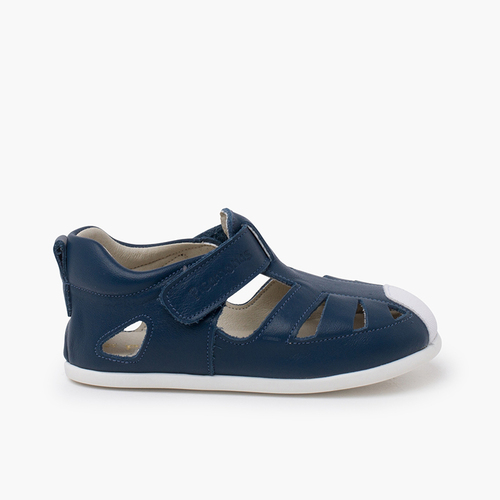 Sandale cuir souple semelle fine Bleu navy