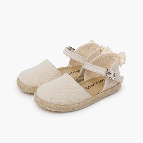 Espadrilles cérémonie nœud arrière en gros-grain Écru