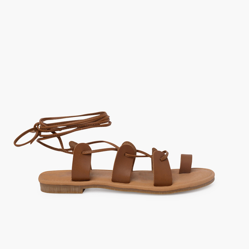 Sandales romaines cuir brides Couleur Cuir