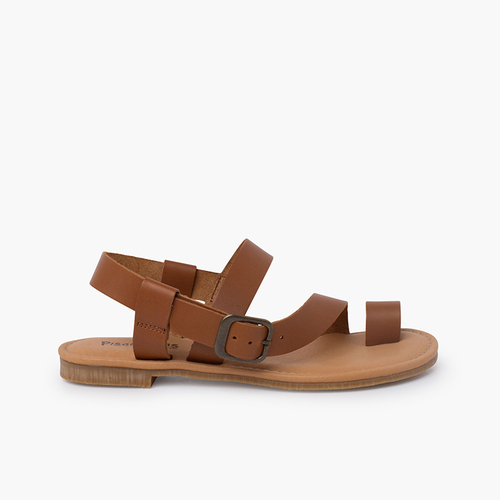 Sandales gladiateur cuir nappa boucle Couleur Cuir