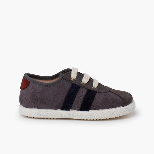 Sneakers enfants combinées suéde serratex Gris