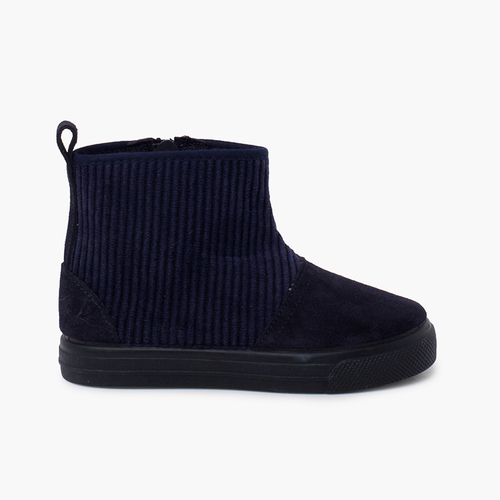 Bottes enfants tige velours côtelé Bleu Marine