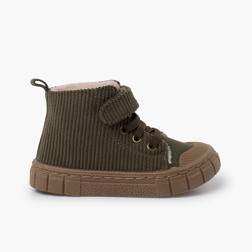 Botte Garvalín velours côtelé lacets élastiques Kaki