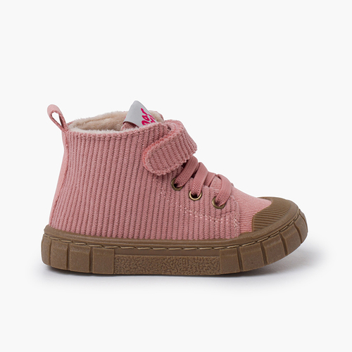 Botte Garvalín velours côtelé lacets élastiques Rose