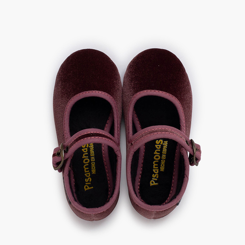 Babies velours boucle dorée vieillie Vieux Rose