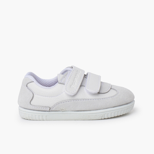 Baskets souples minimalistes talon coloré Blanc