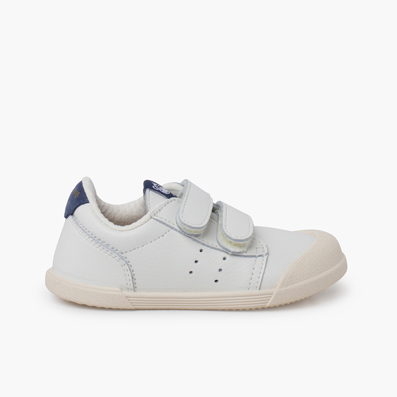 Baskets en cuir tennis barefoot Bleu denim