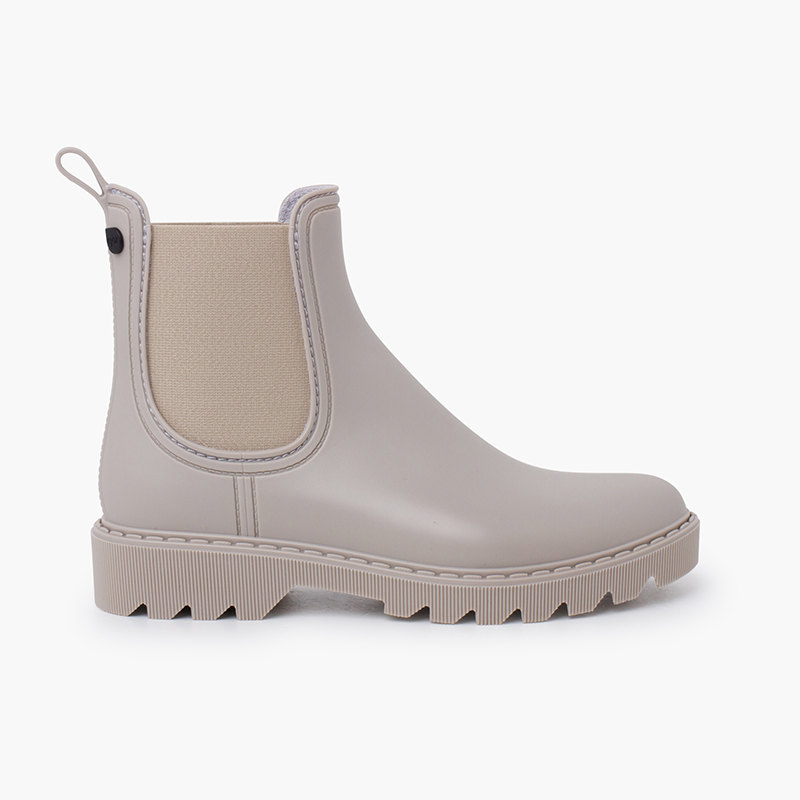 Bottines de pluie élastiques fille et femme Beige