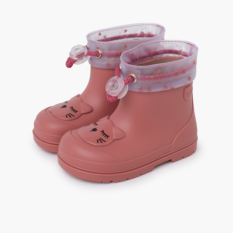 Bottines de pluie ajustables chat barefoot Rose
