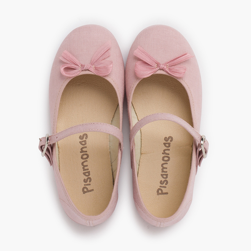 Chaussures babies nœud nacré brillant Rose Claire