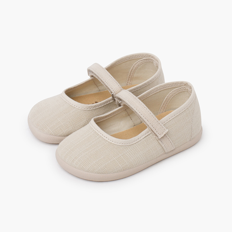 Babies barefoot lin léger fermeture à scratch Écru