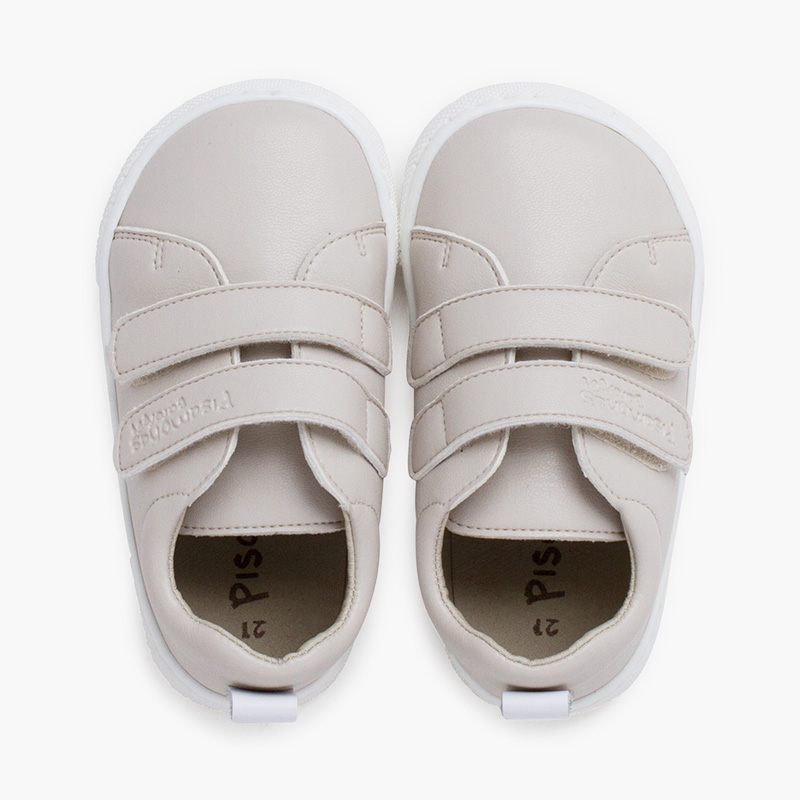 Baskets barefoot colorées double bride à scratch Écru