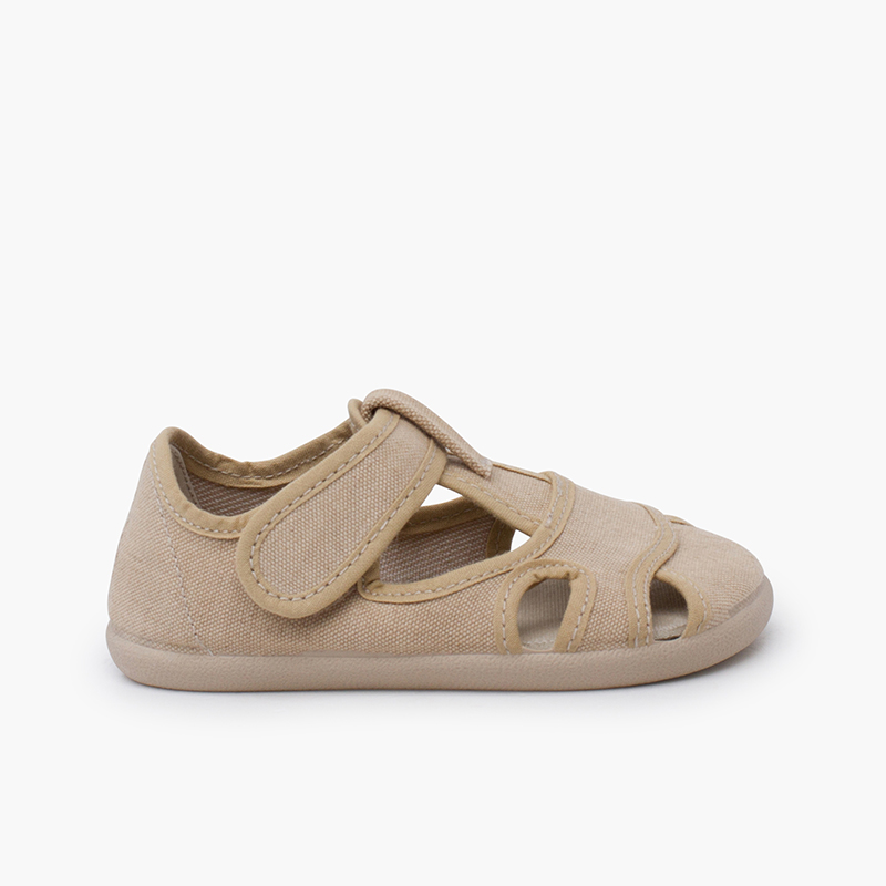 Sandales garçon barefoot toile lavée Pierre