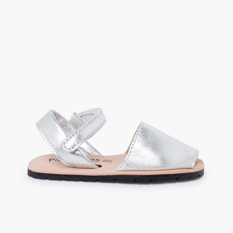 Sandales avarcas souples métallisées semelle flexible Argent