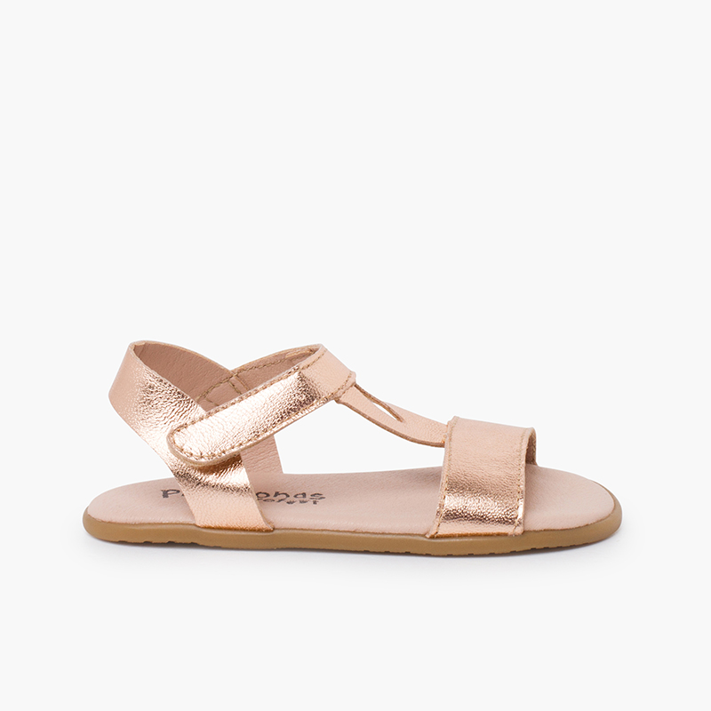 Sandales barefoot brides métallisées Bronze