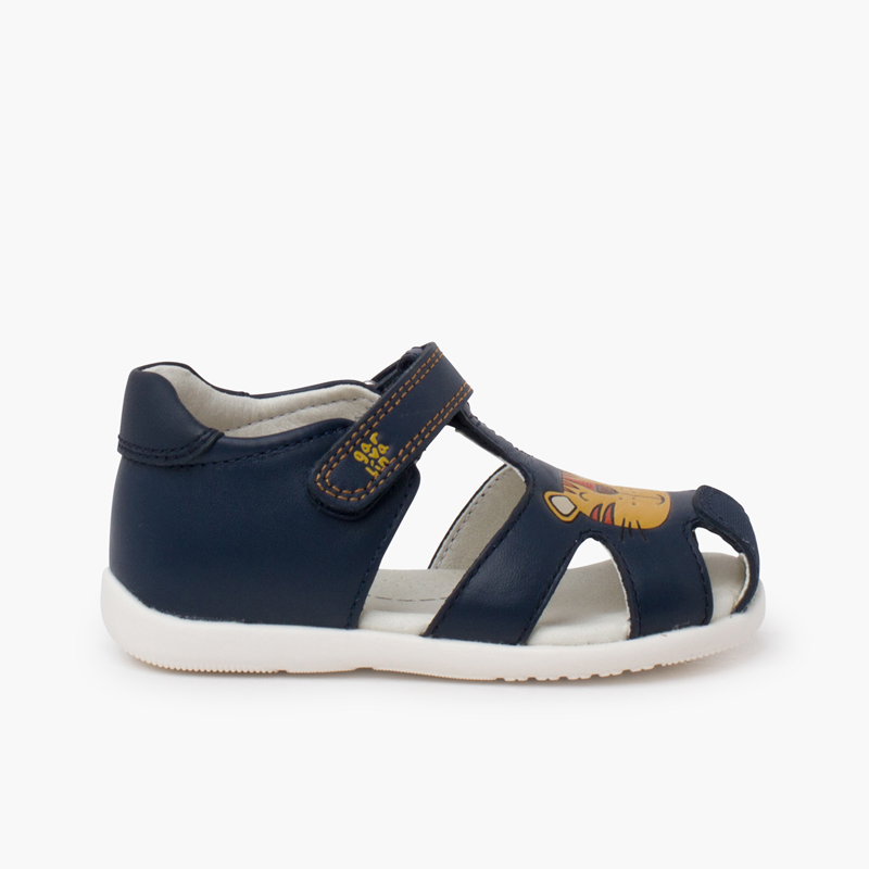 Sandales flexibles unisexes Garvalin Lion Bleu Marine