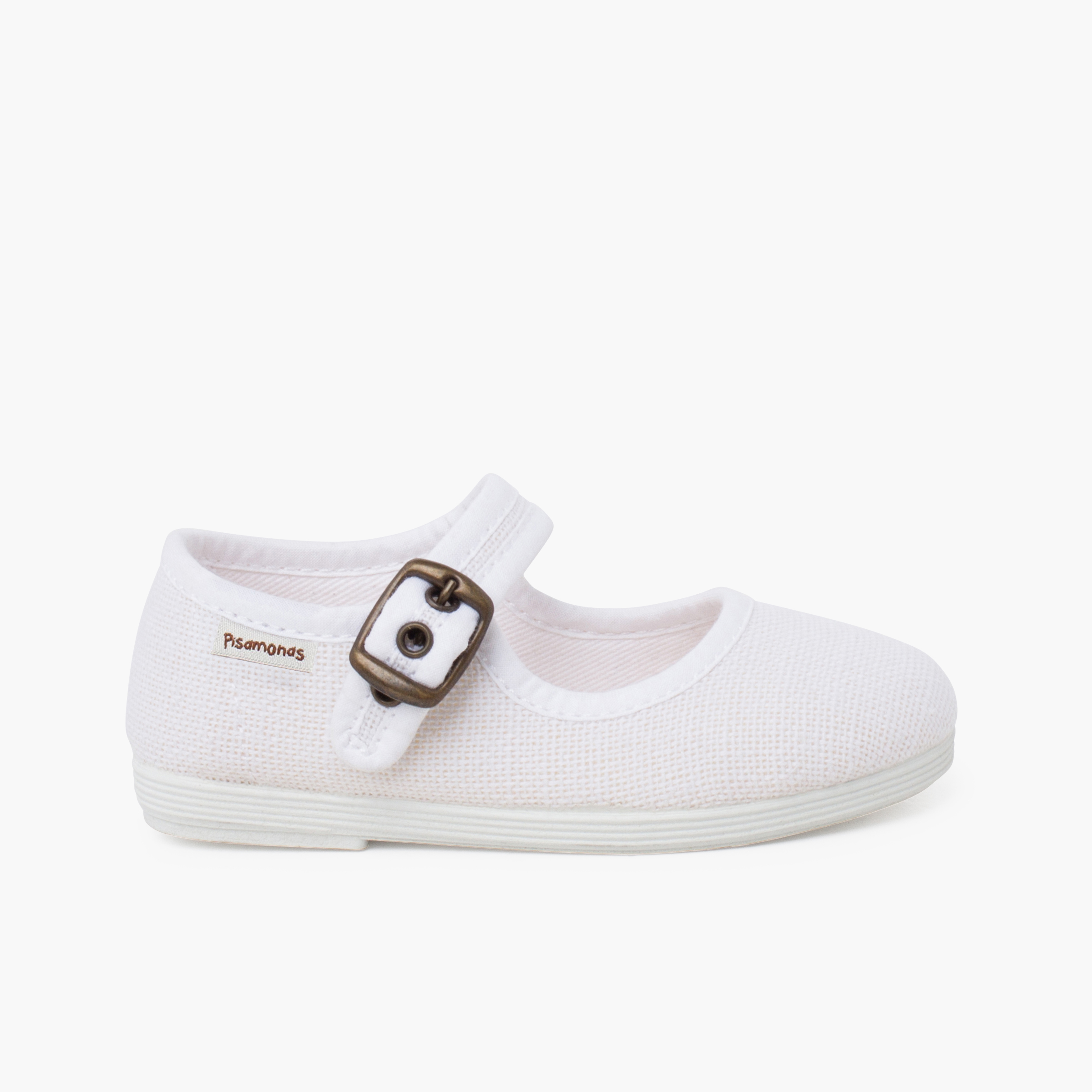 Chaussures babies flexibles lin boucle Blanc