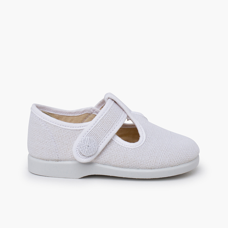 Salomés lin fermeture scratch bouton Blanc