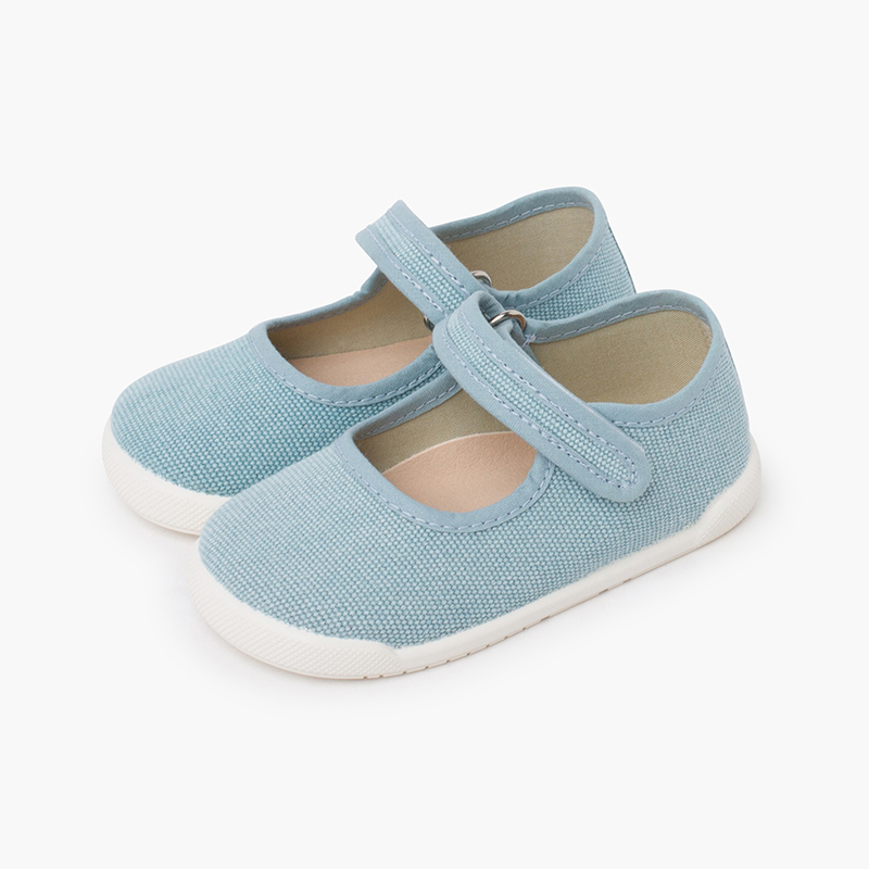 Chaussures babies barefoot toile canvas à scratch Turquoise