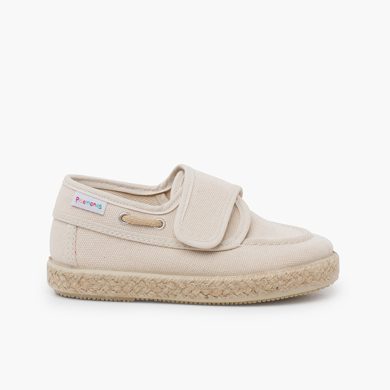 Chaussures bateau toile rustique effet délavé Écru