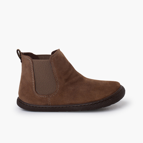 Bottes barefoot cuir suédé style Chelsea Taupe