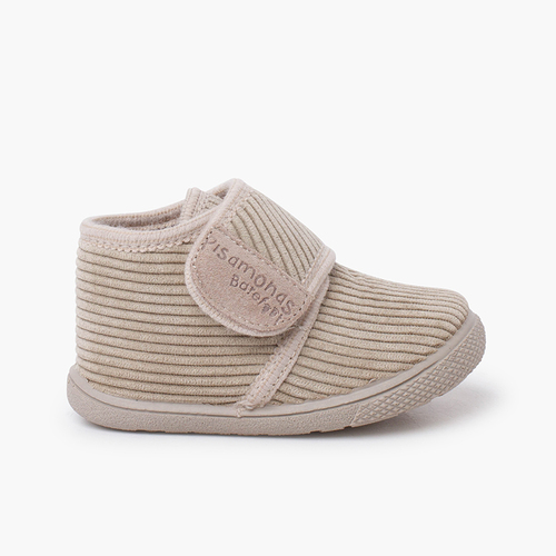 Chaussons barefoot velours côtelé fermeture à scratch Pierre